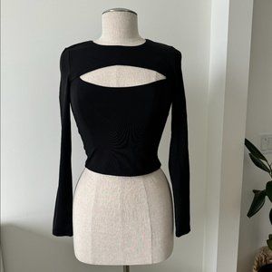 Babaton Black Contour Cut Out Longsleeve Top